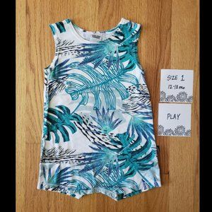 Bonds Chestysuit Romper White Palm Print size 1